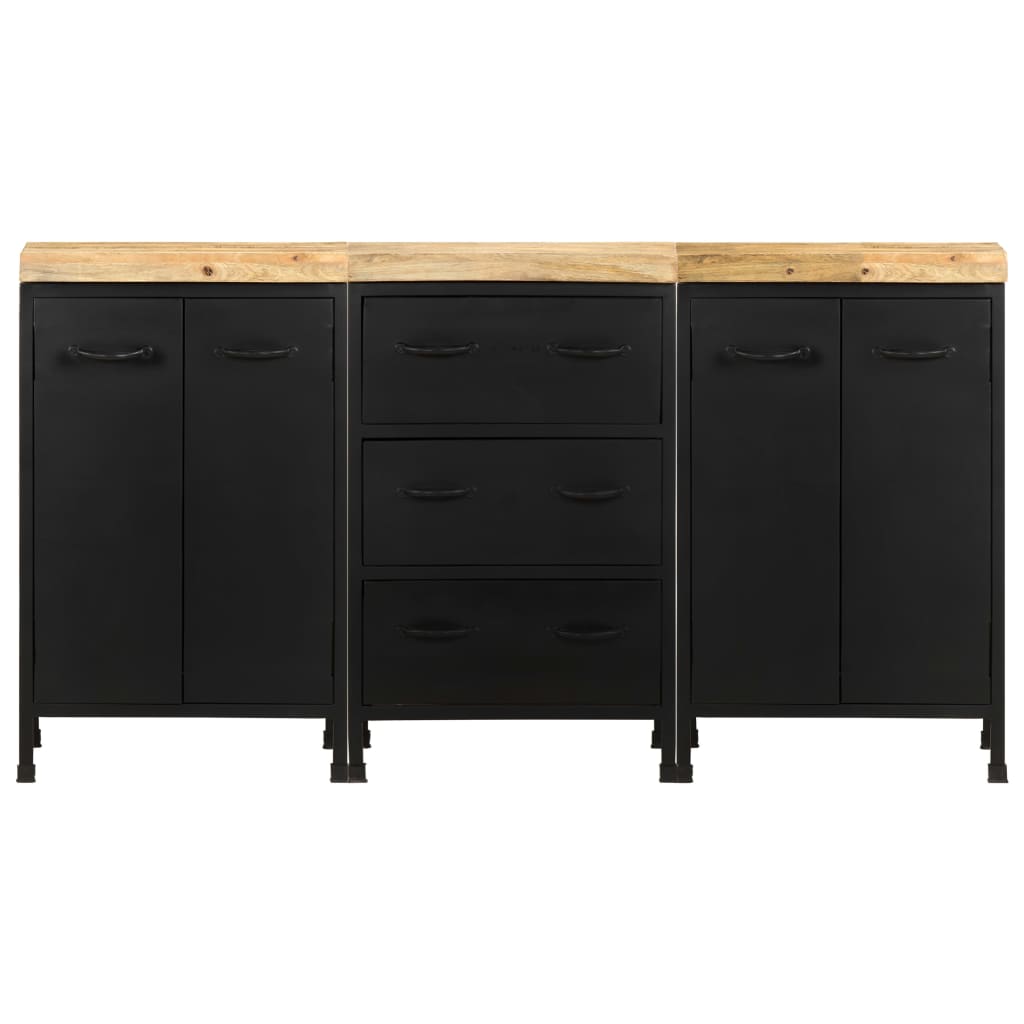 vidaXL Sideboard with 3 Drawers and 4 Doors Rough Mango Wood