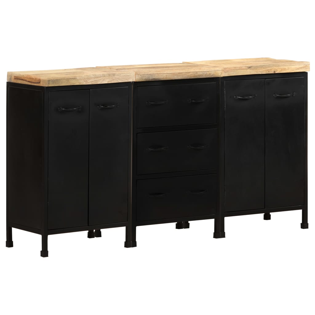 vidaXL Sideboard with 3 Drawers and 4 Doors Rough Mango Wood