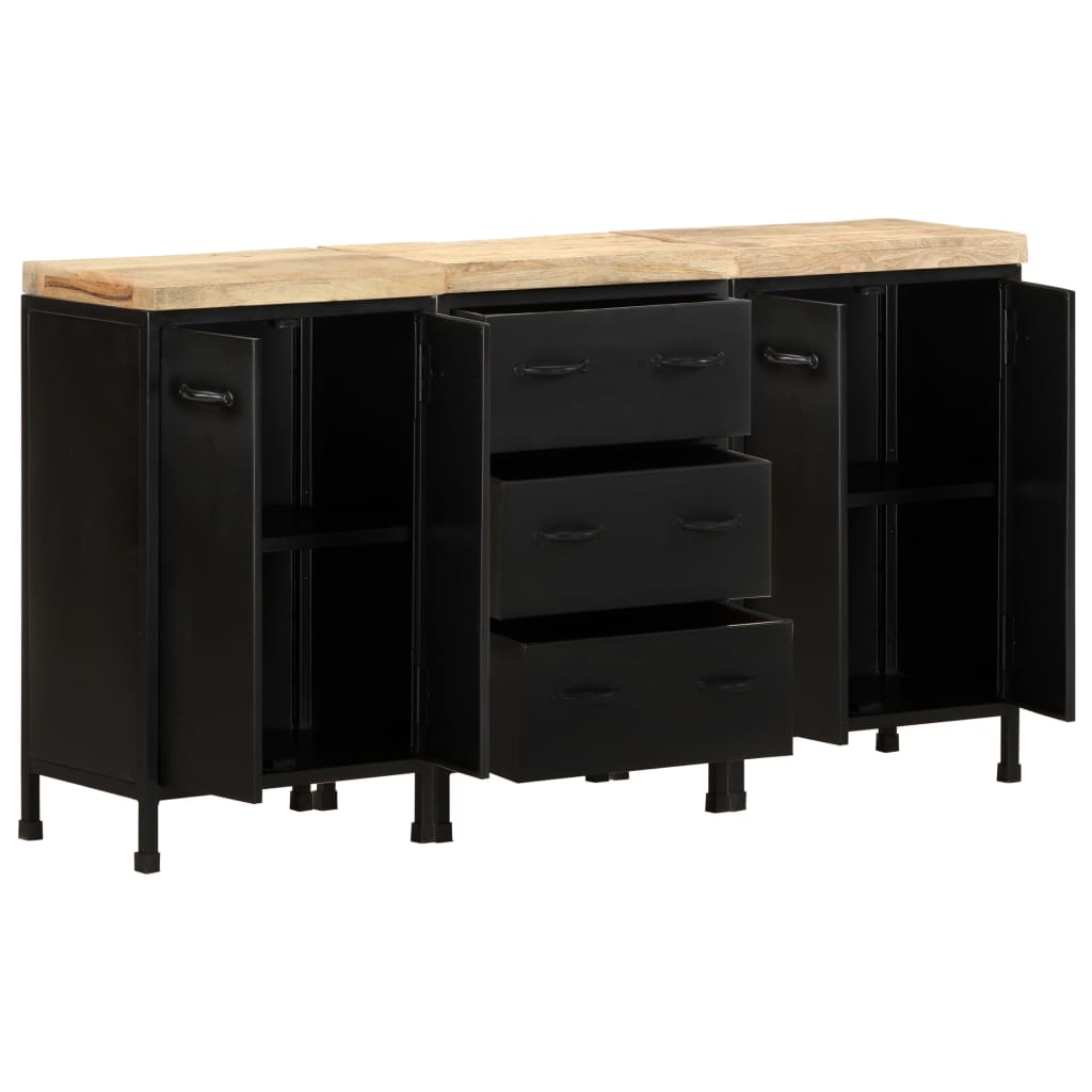 vidaXL Sideboard with 3 Drawers and 4 Doors Rough Mango Wood