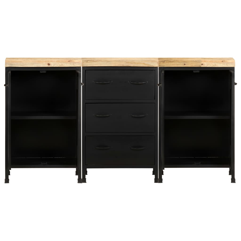 vidaXL Sideboard with 3 Drawers and 4 Doors Rough Mango Wood