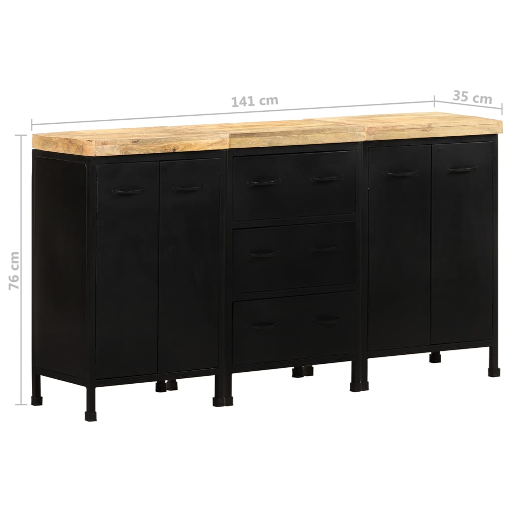 vidaXL Sideboard with 3 Drawers and 4 Doors Rough Mango Wood