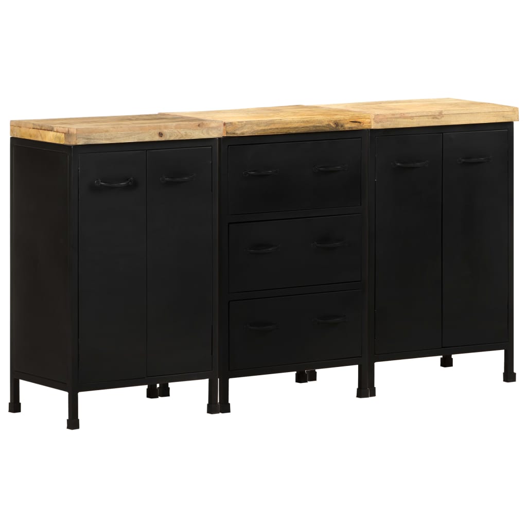 vidaXL Sideboard with 3 Drawers and 4 Doors Rough Mango Wood