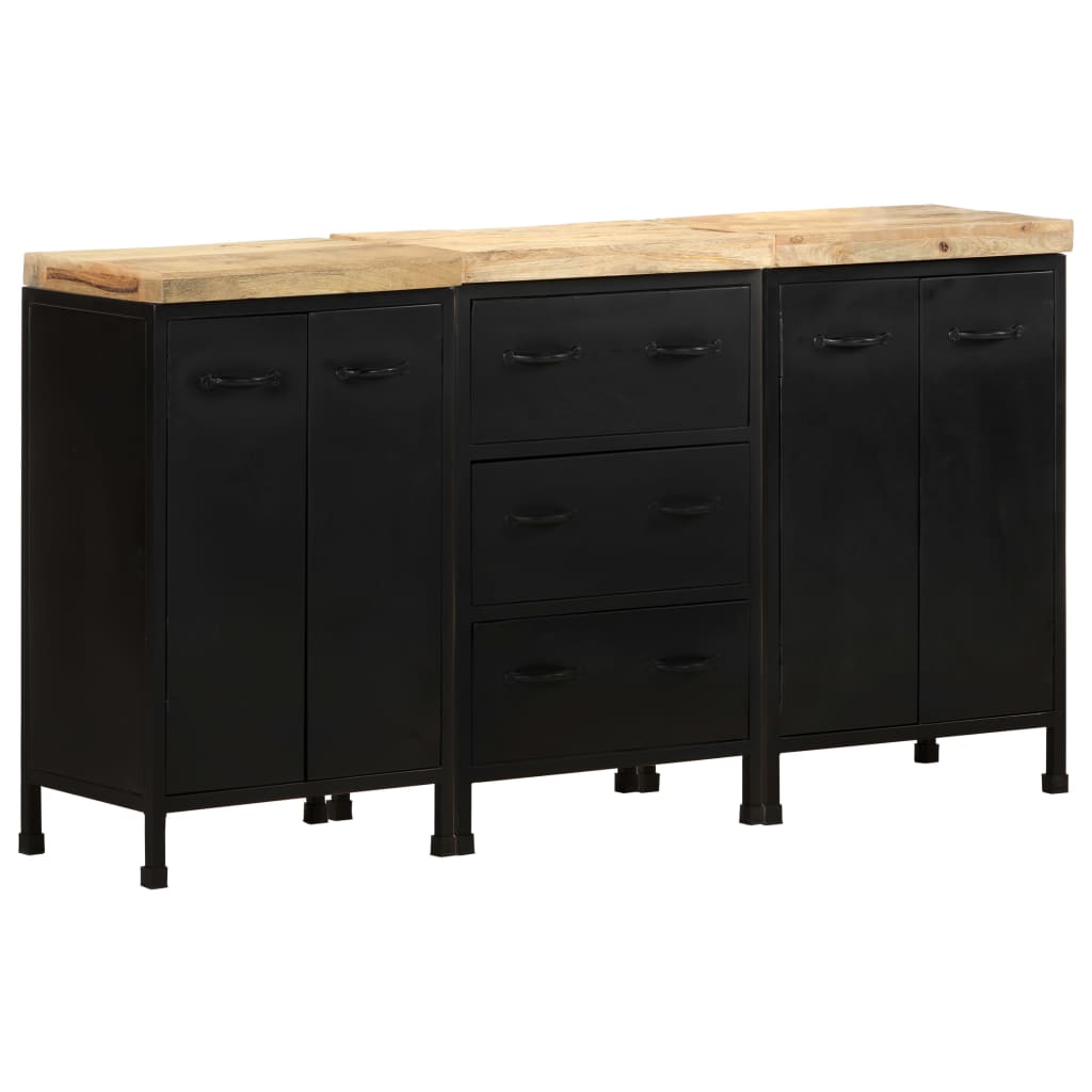 vidaXL Sideboard with 3 Drawers and 4 Doors Rough Mango Wood