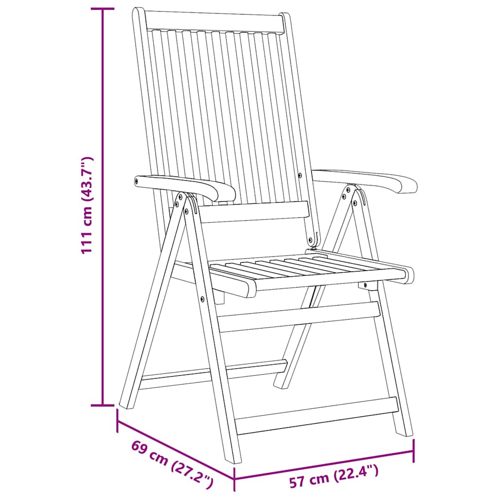 Folding Garden Chairs 8 pcs Solid Acacia Wood