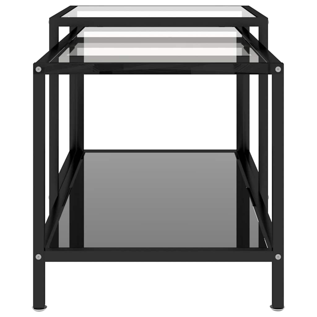Tea Tables 2 pcs Tempered Glass Black