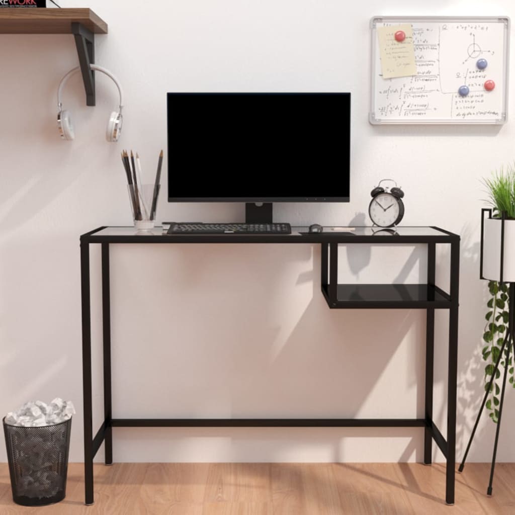 vidaXL Computer Desk Black 100x36x74 cm Glass