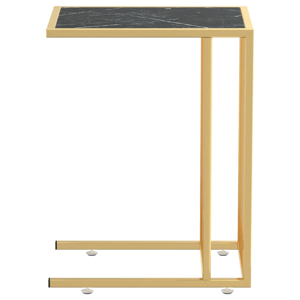 Computer Side Table Black Marble 50x35x65 cm Tempered Glass