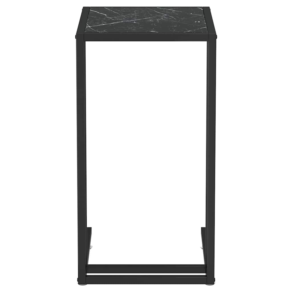 Side Table | Black Marble | Tempered Glass & Powder-Coated Iron