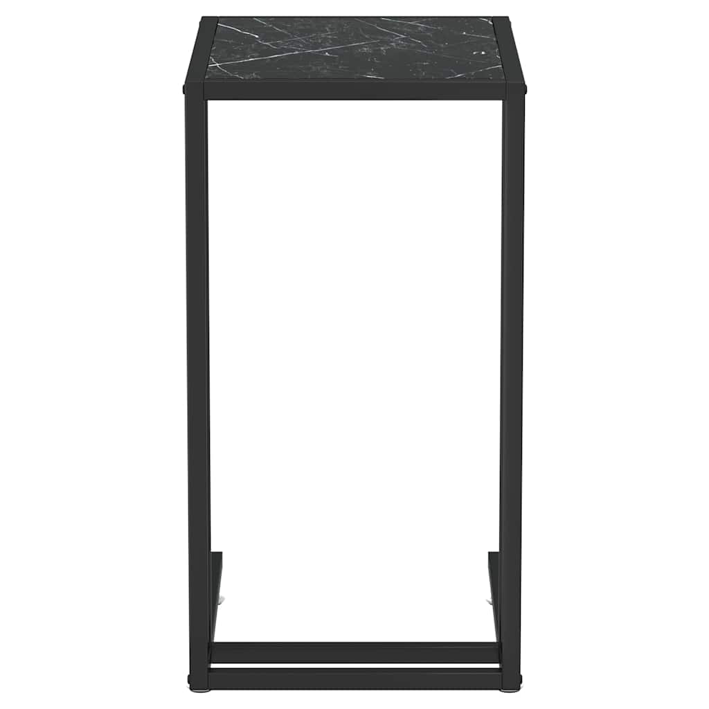 Computer Side Table Black Marble 50x35x65 cm Tempered Glass