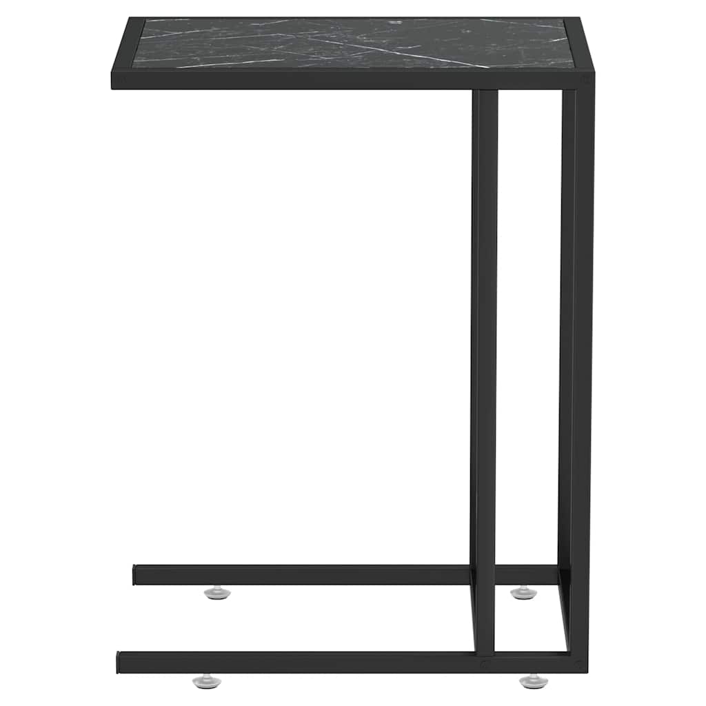 Side Table | Black Marble | Tempered Glass & Powder-Coated Iron