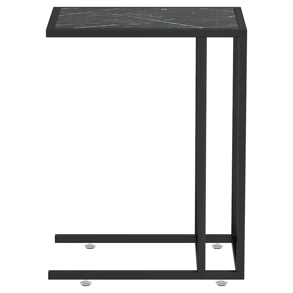 Computer Side Table Black Marble 50x35x65 cm Tempered Glass