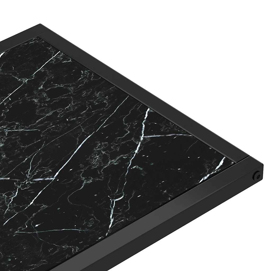 Side Table | Black Marble | Tempered Glass & Powder-Coated Iron