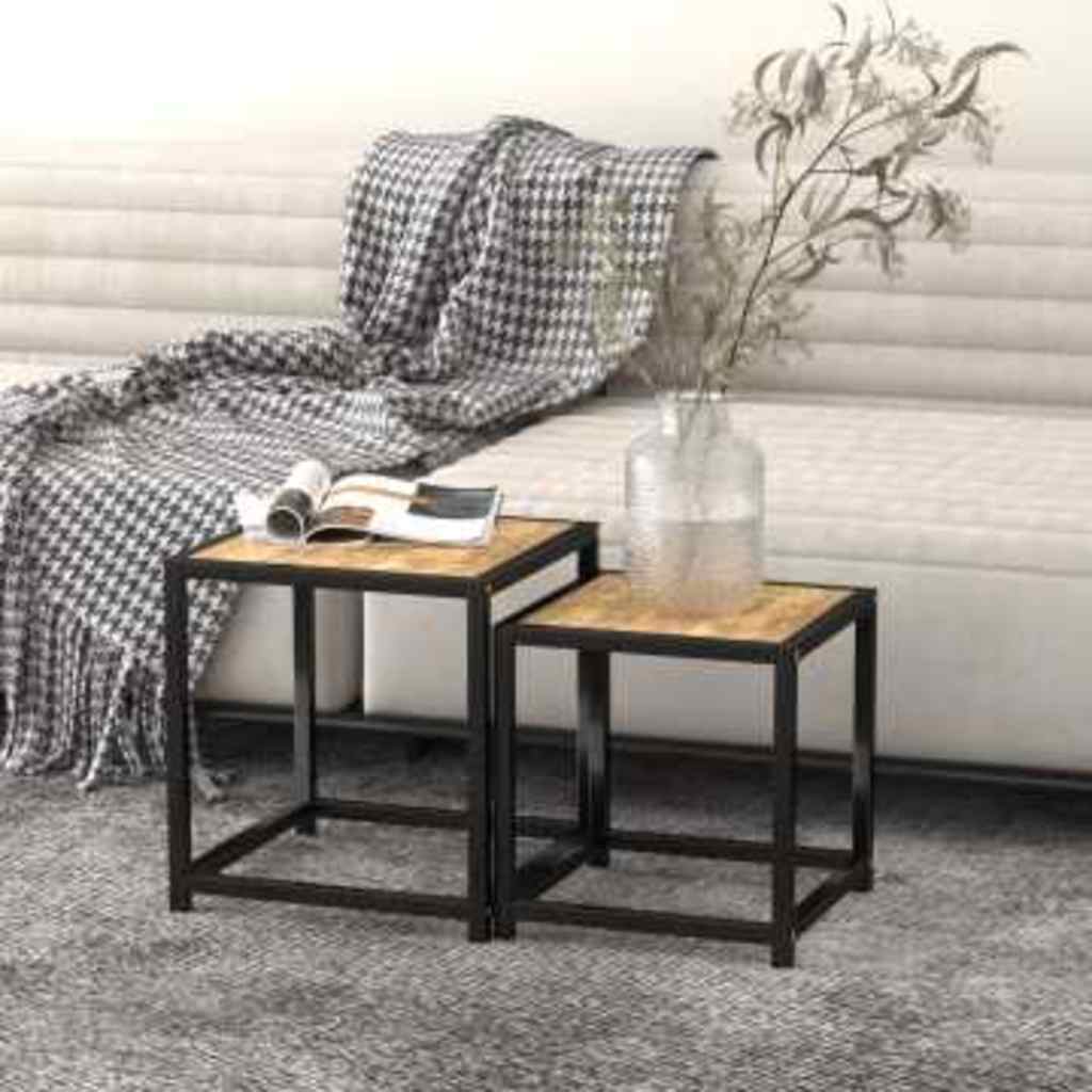 331656 vidaXL Tea Tables 2 pcs MDF Black and Yellow