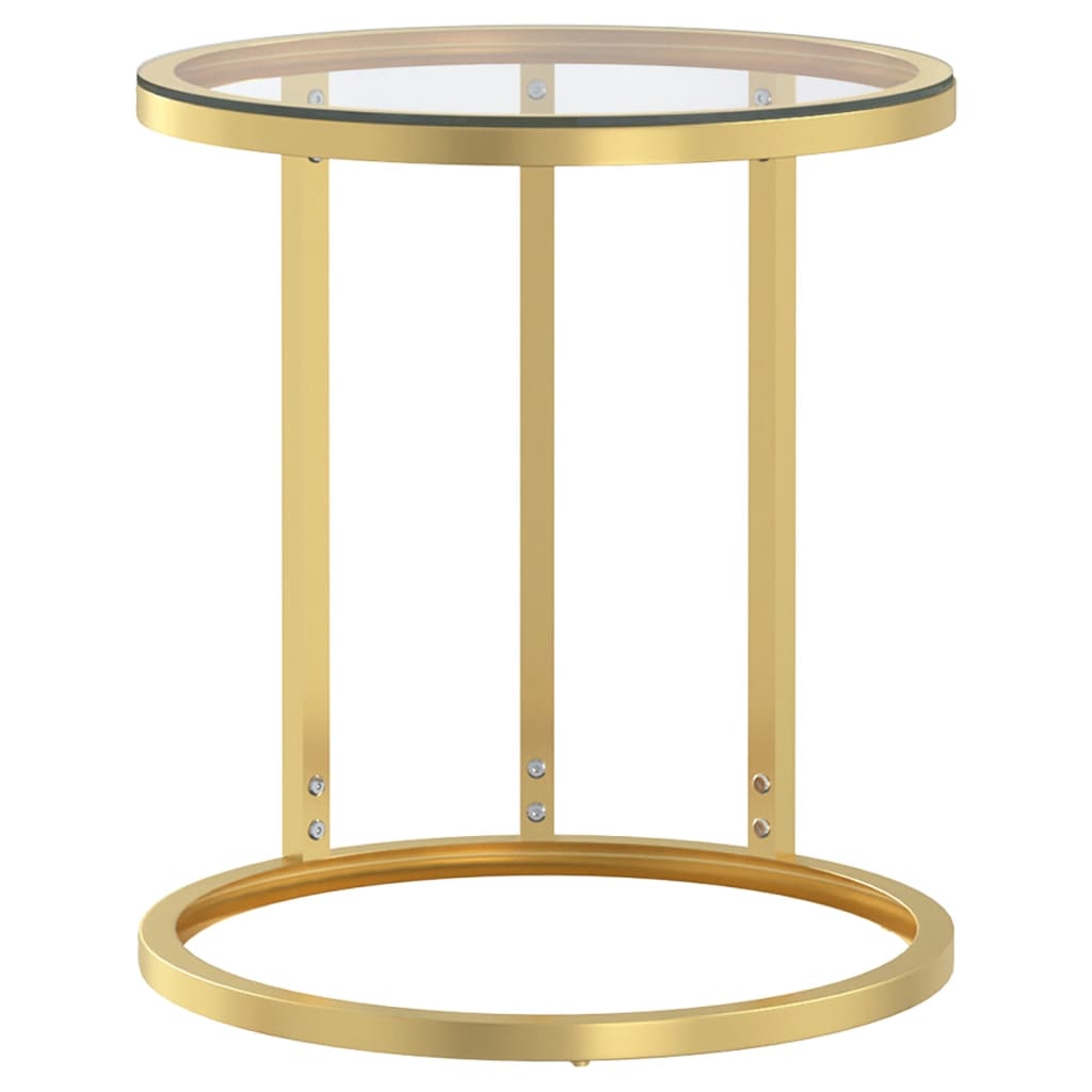 331661 vidaXL Side Table Gold and Transparent 45 cm Tempered Glass