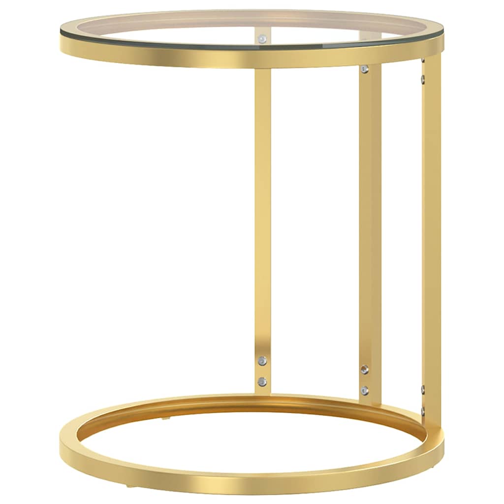 331661 vidaXL Side Table Gold and Transparent 45 cm Tempered Glass