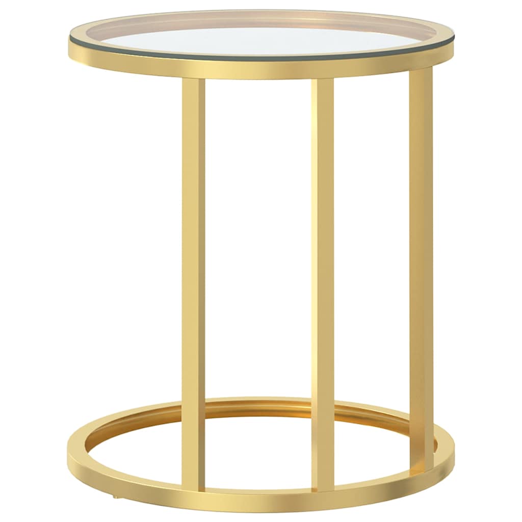 331661 vidaXL Side Table Gold and Transparent 45 cm Tempered Glass