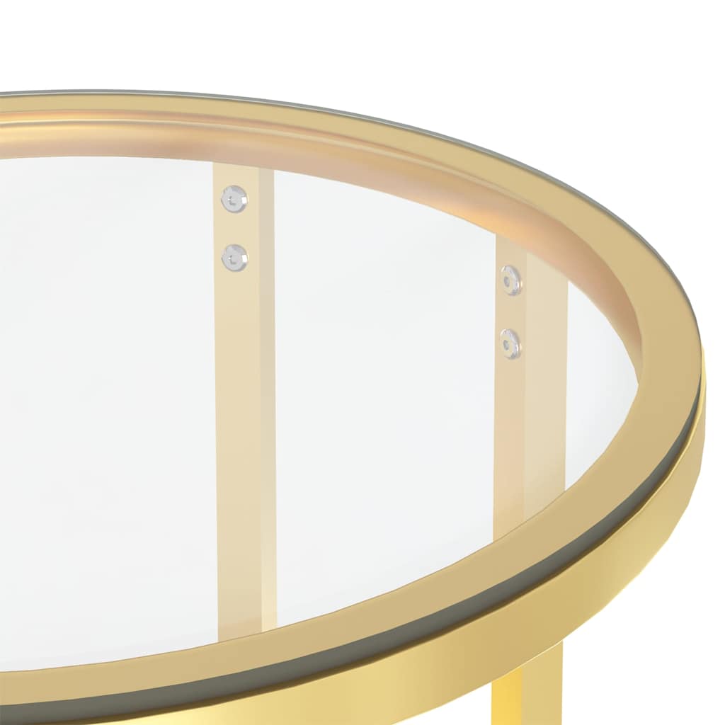331661 vidaXL Side Table Gold and Transparent 45 cm Tempered Glass