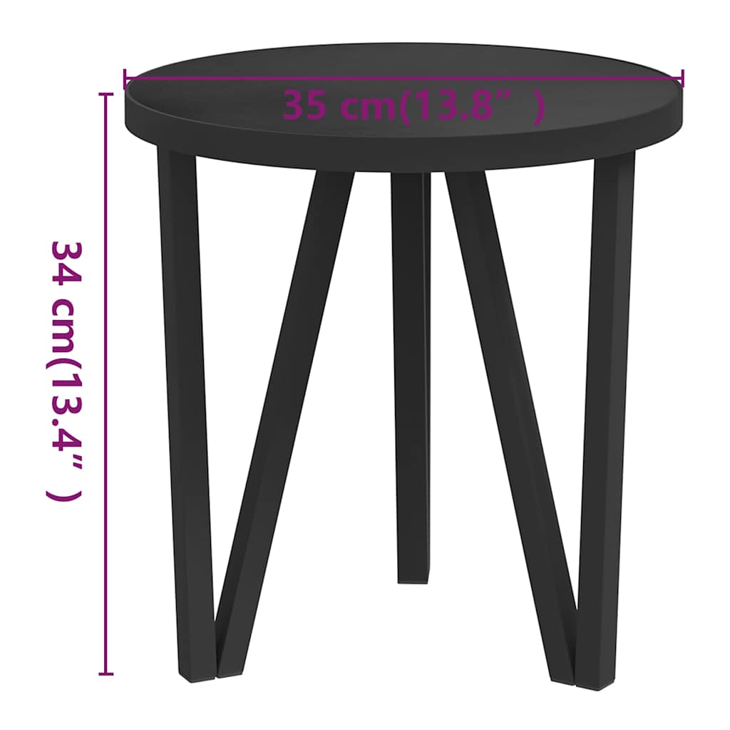 331667 vidaXL Tea Table Black Ø35 cm MDF
