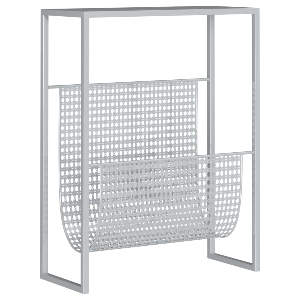 331670 vidaXL Magazine Rack Silver 35x15x45 cm Steel