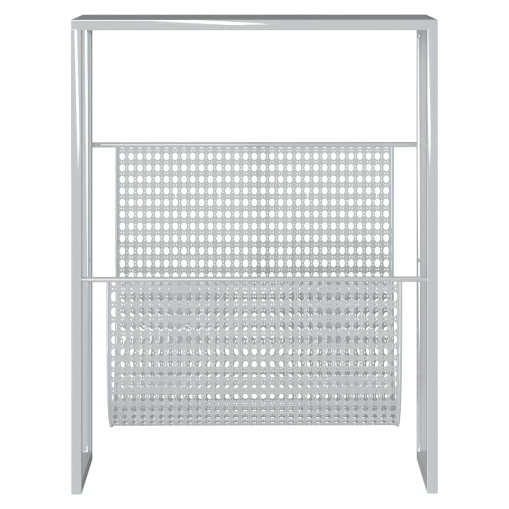331670 vidaXL Magazine Rack Silver 35x15x45 cm Steel