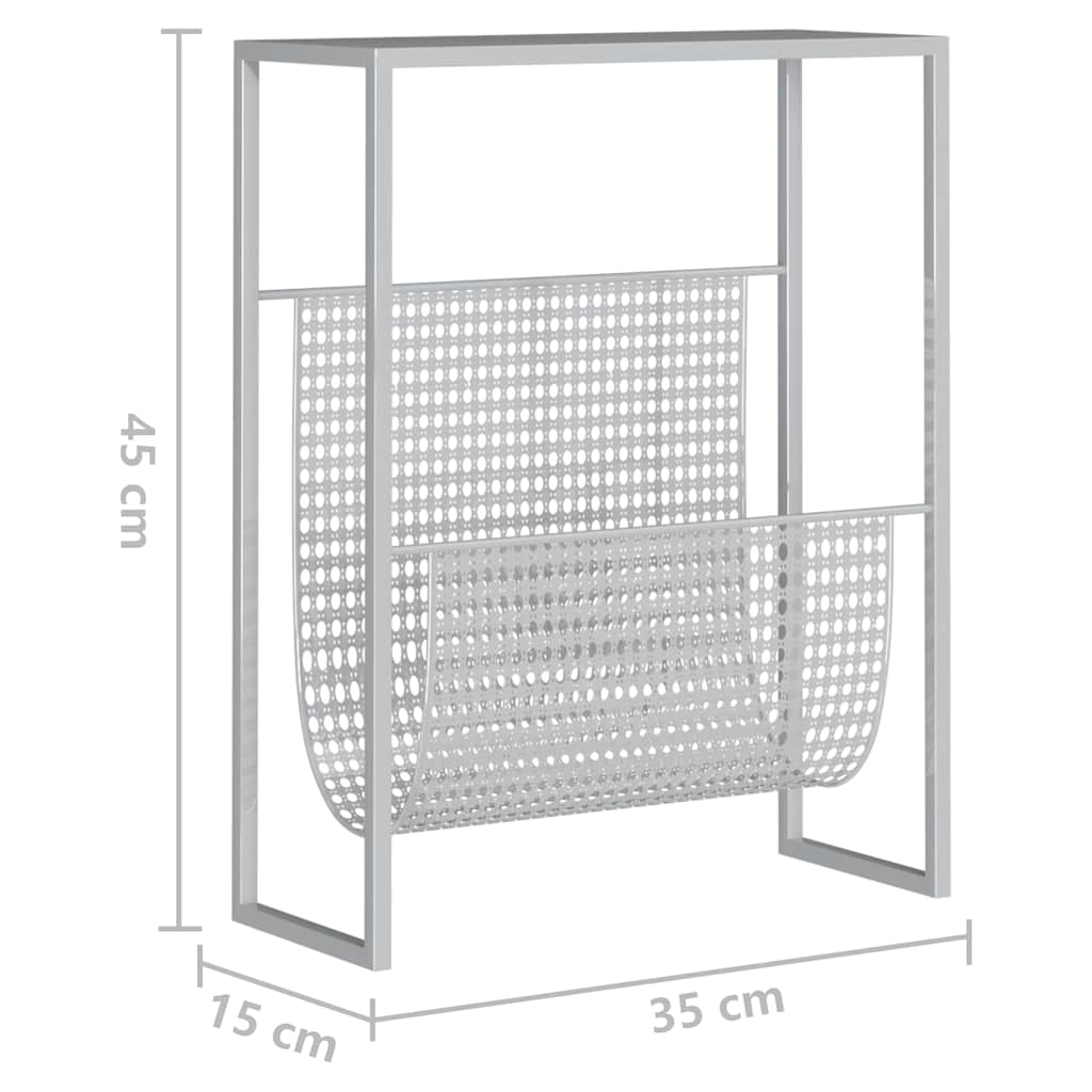 331670 vidaXL Magazine Rack Silver 35x15x45 cm Steel