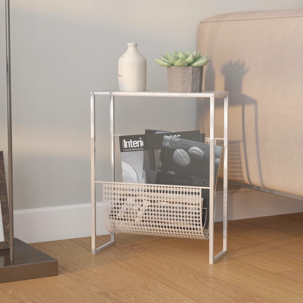 331670 vidaXL Magazine Rack Silver 35x15x45 cm Steel