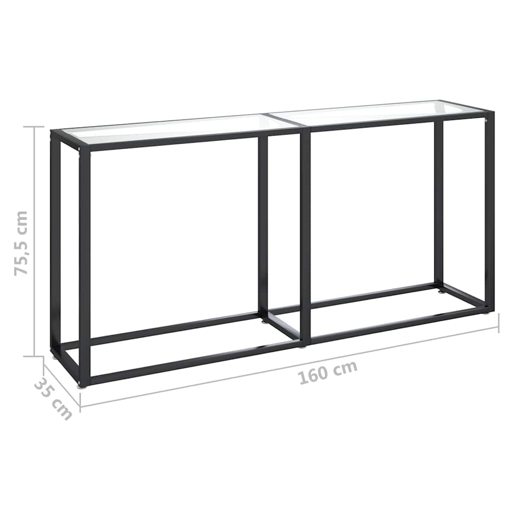 Console Table Transparent 160x35x75,5cm Tempered Glass