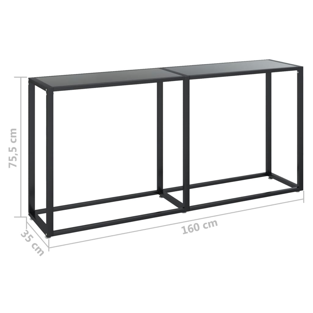 Console Table | Black | Tempered glass | 160x35x75.5cm | Simple