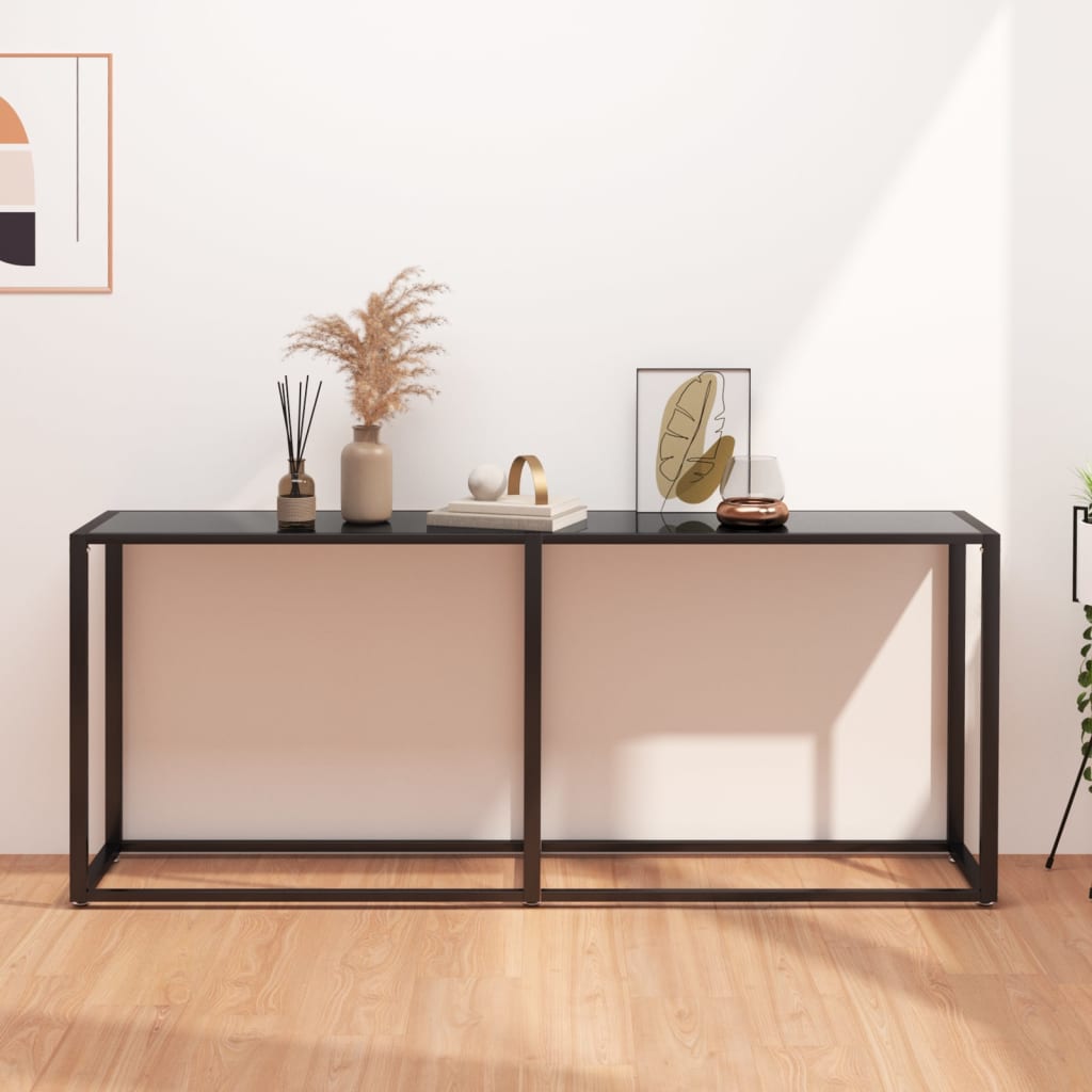 Console Table | Black | Tempered glass, powder-coated steel | Large