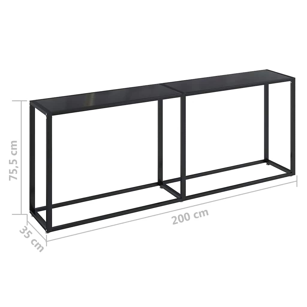 Console Table | Black | Tempered Glass, Powder-Coated Steel | Large