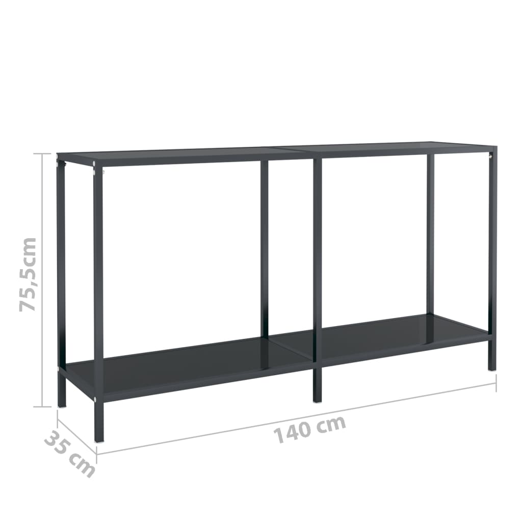 Console Table | Black | Tempered Glass, Powder-Coated Steel | Standard