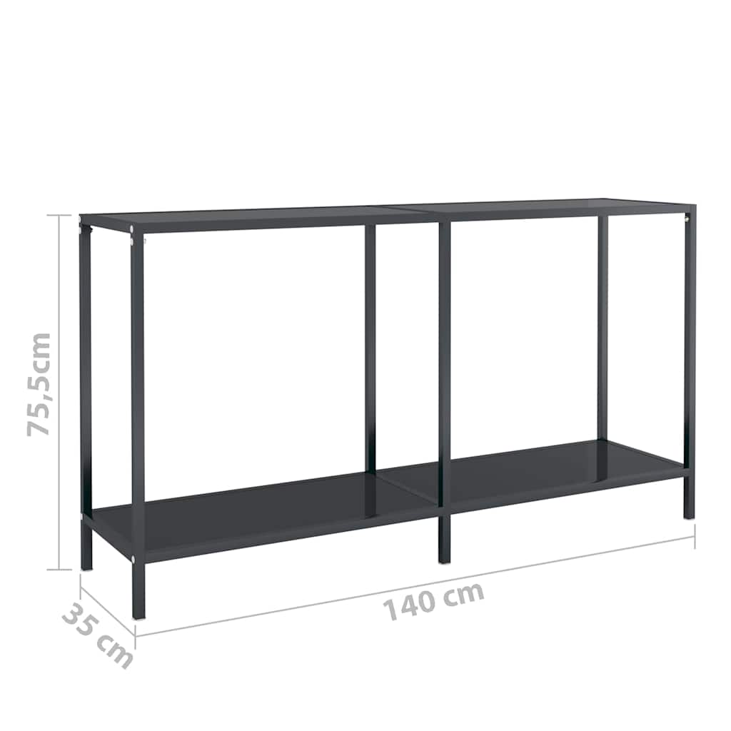 331695 vidaXL Console Table Black 140x35x75,5 cm Tempered Glass