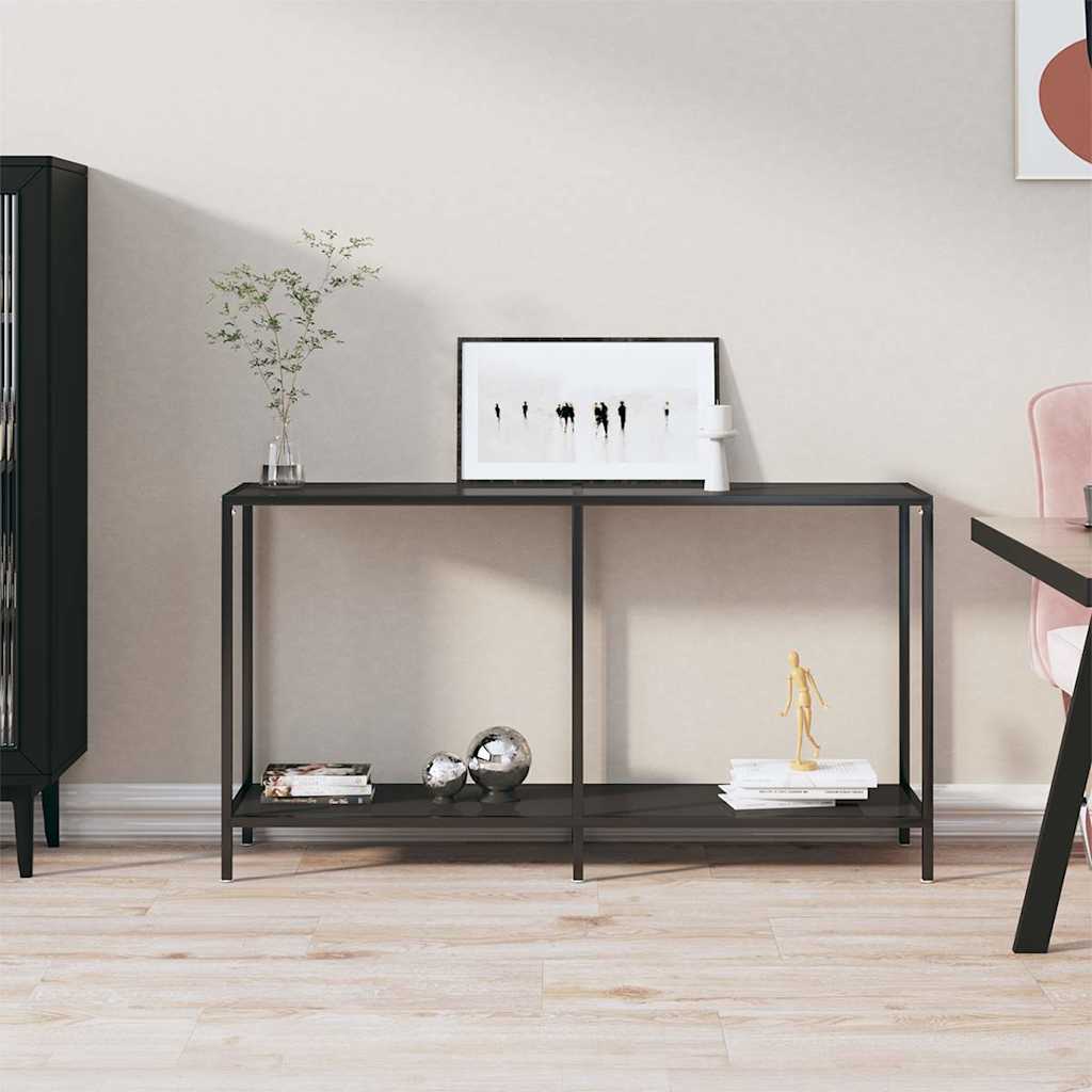 331695 vidaXL Console Table Black 140x35x75,5 cm Tempered Glass