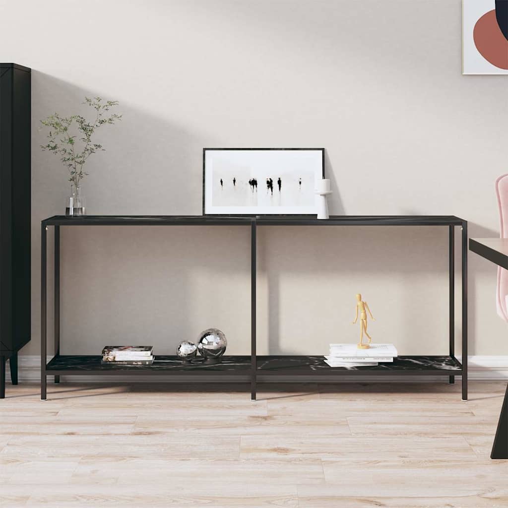 331705 vidaXL Console Table Black 180x35x75,5 cm Tempered Glass