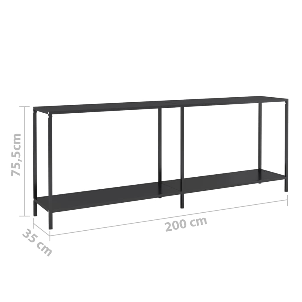 Console Table | Black | Tempered glass | 200 cm Length | Simple