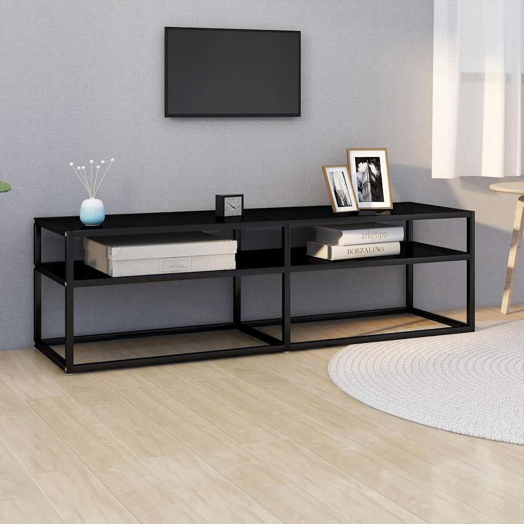 331715 vidaXL TV Cabinet Black 140x40x40,5 cm Tempered Glass