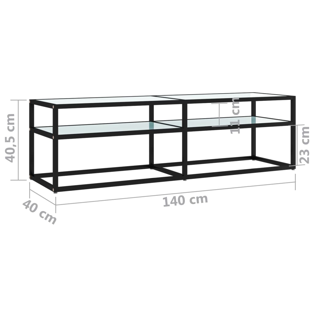 vidaXL TV Cabinet White Marble 140x40x40.5 cm Tempered Glass