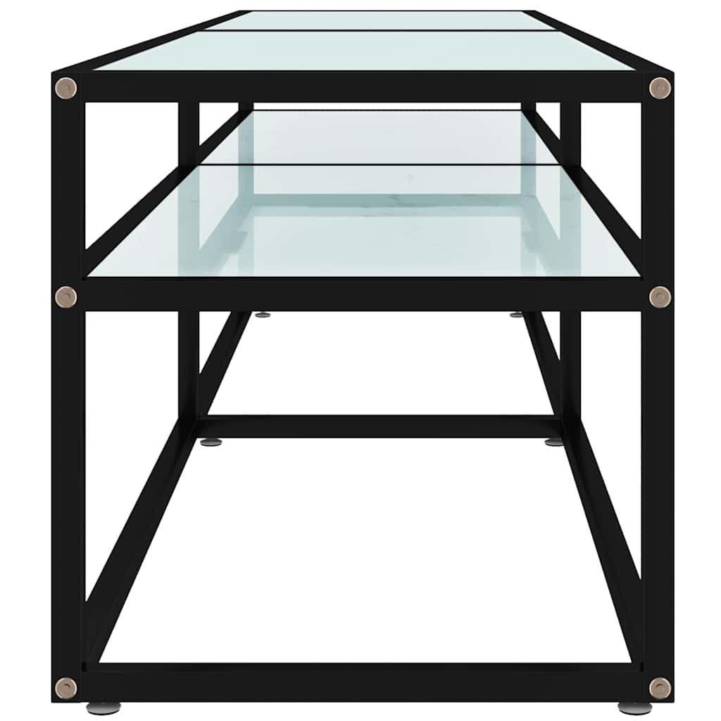 TV Cabinet White Marble 160x40x40,5 cm Tempered Glass