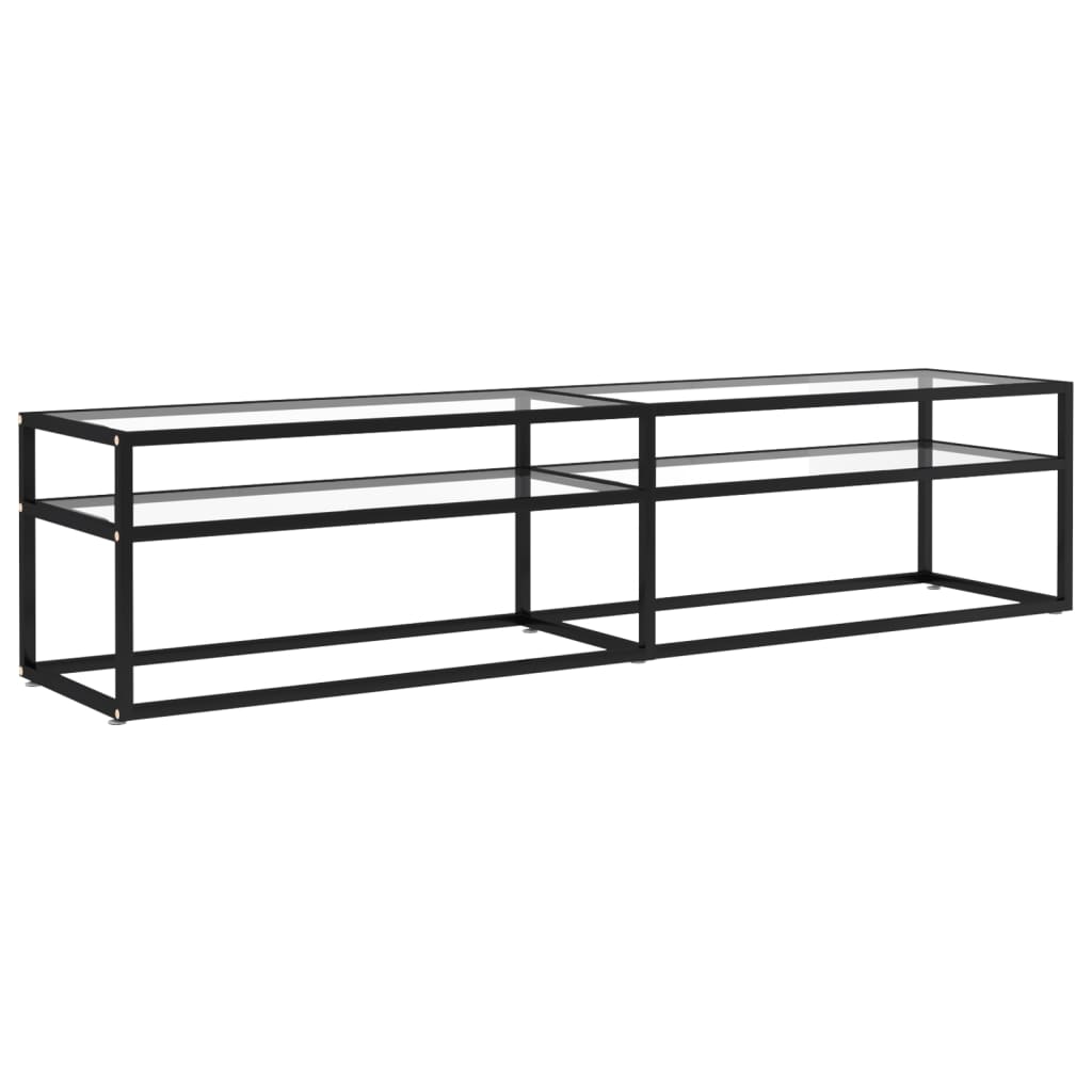 TV Cabinet | Black and Transparent | Tempered Glass, Powder-Coated Steel