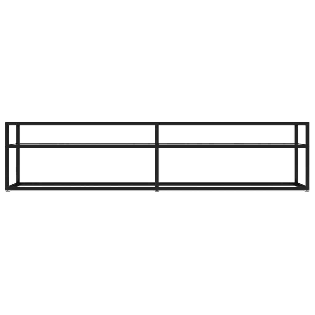 TV Cabinet | Black and Transparent | Tempered Glass, Powder-Coated Steel