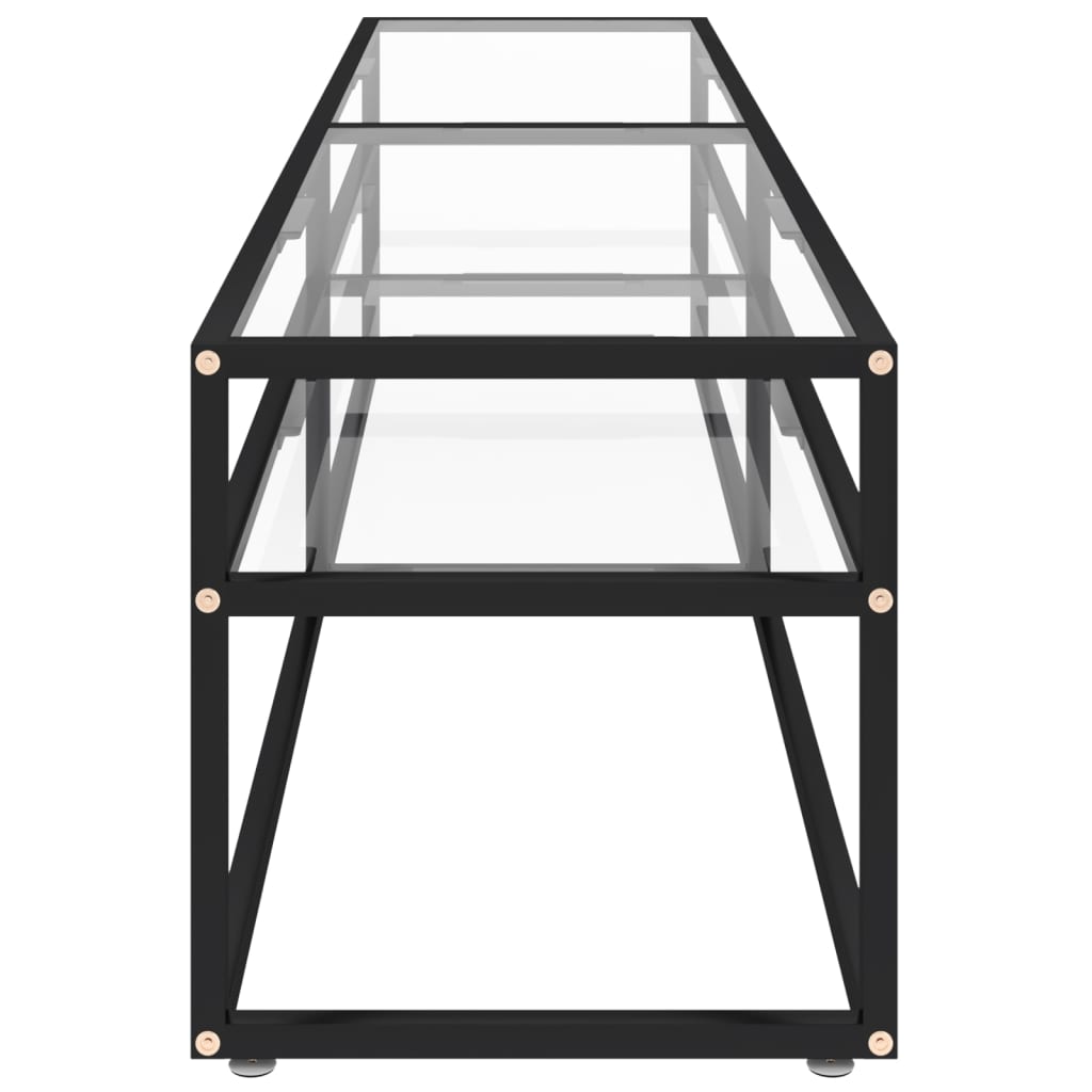 TV Cabinet | Black and Transparent | Tempered Glass, Powder-Coated Steel