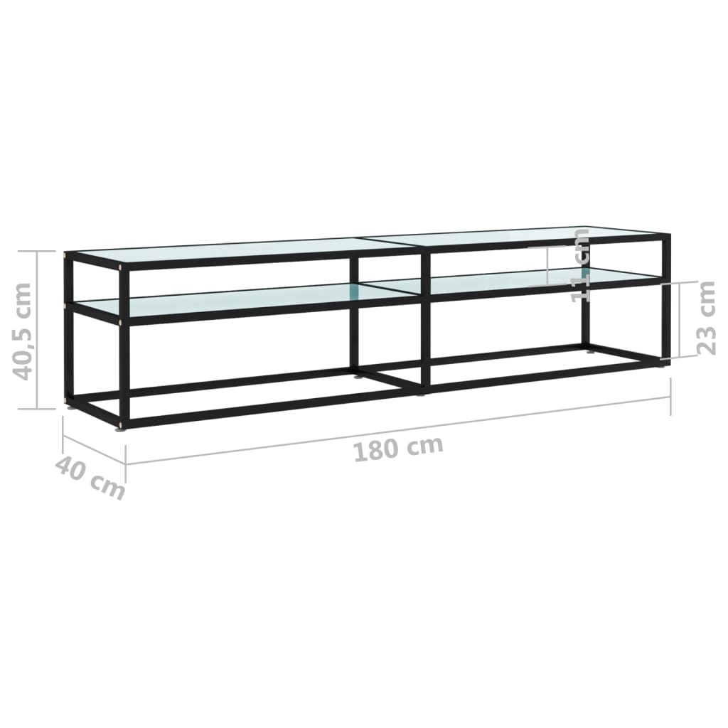 vidaXL TV Cabinet White Marble 180x40x40.5 cm Tempered Glass