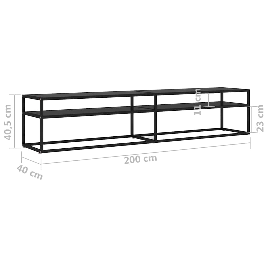 TV Cabinet Black 200x40x40,5 cm Tempered Glass
