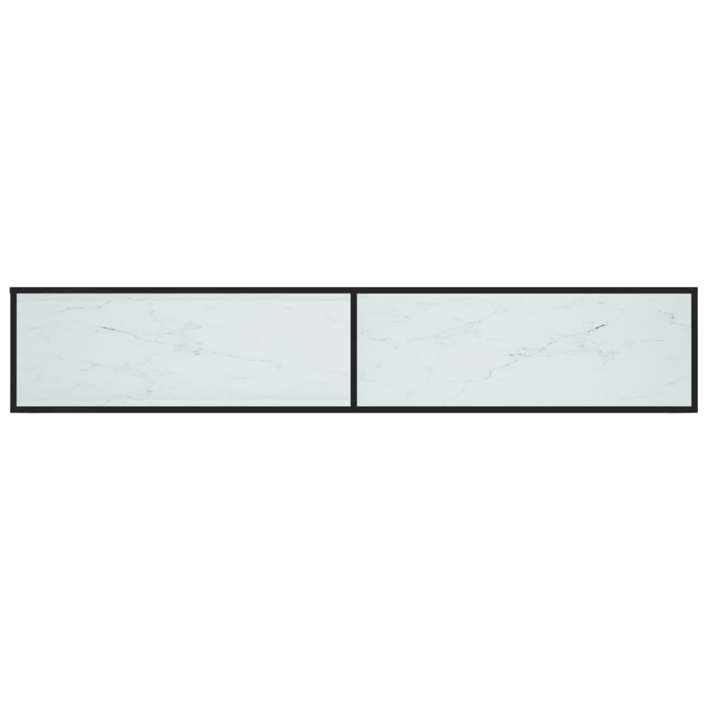 vidaXL TV Cabinet White Marble 220x40x40.5 cm Tempered Glass