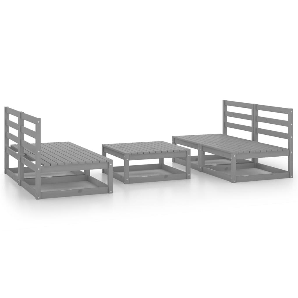 vidaXL 5 Piece Garden Lounge Set Grey Solid Wood Pine