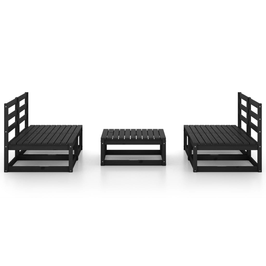 vidaXL 5 Piece Garden Lounge Set Black Solid Pinewood