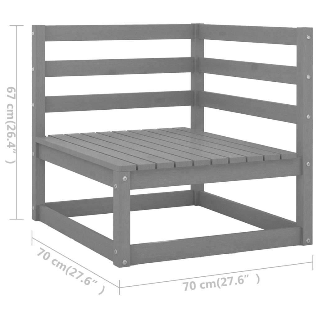 vidaXL 3 Piece Garden Lounge Set Grey Solid Wood Pine