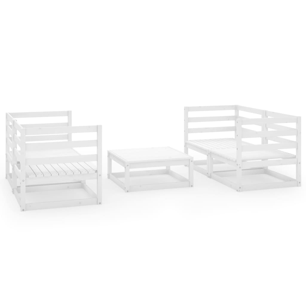 vidaXL 5 Piece Garden Lounge Set White Solid Pinewood