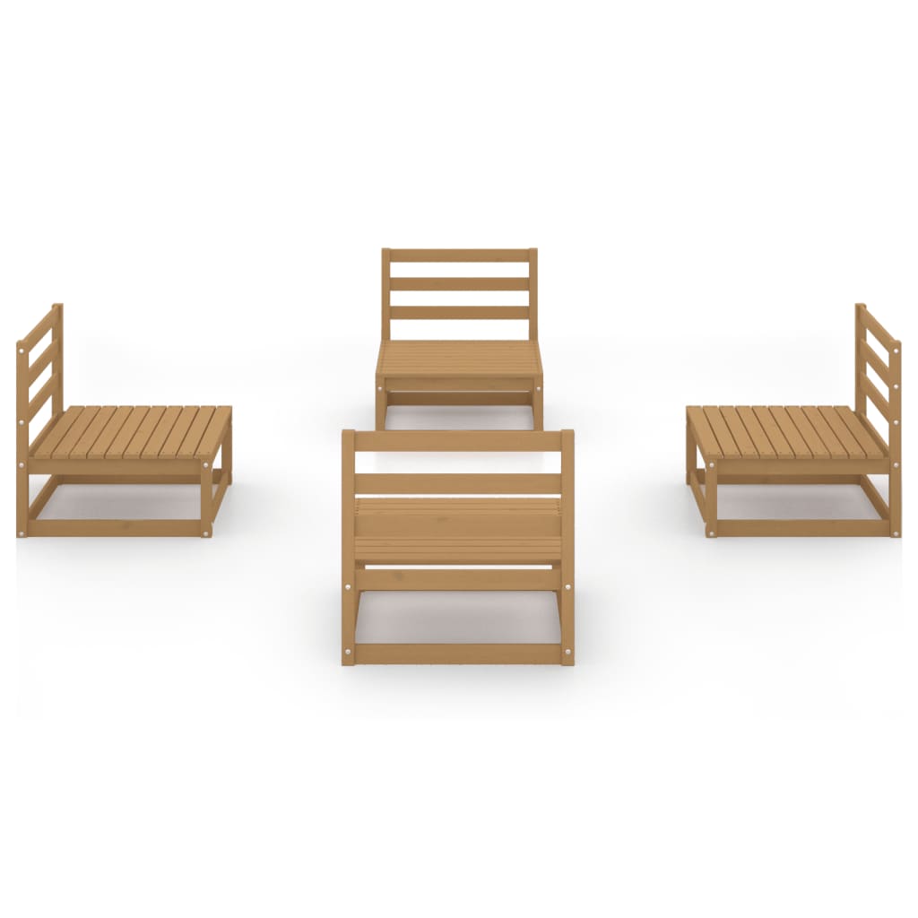 vidaXL 4 Piece Garden Lounge Set Honey Brown Solid Wood Pine