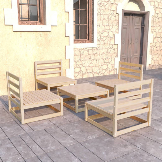 vidaXL 5 Piece Garden Lounge Set Solid Wood Pine